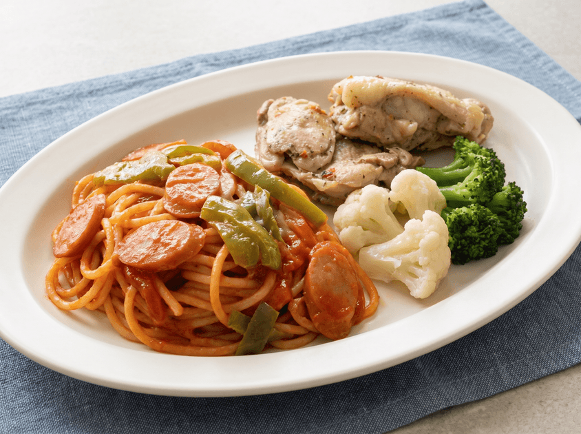 鶏肉のハーブ焼き＆ナポリタン