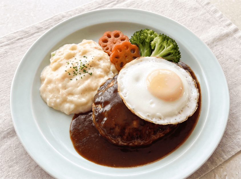 ロコモコ風ハンバーグ＆グラタン